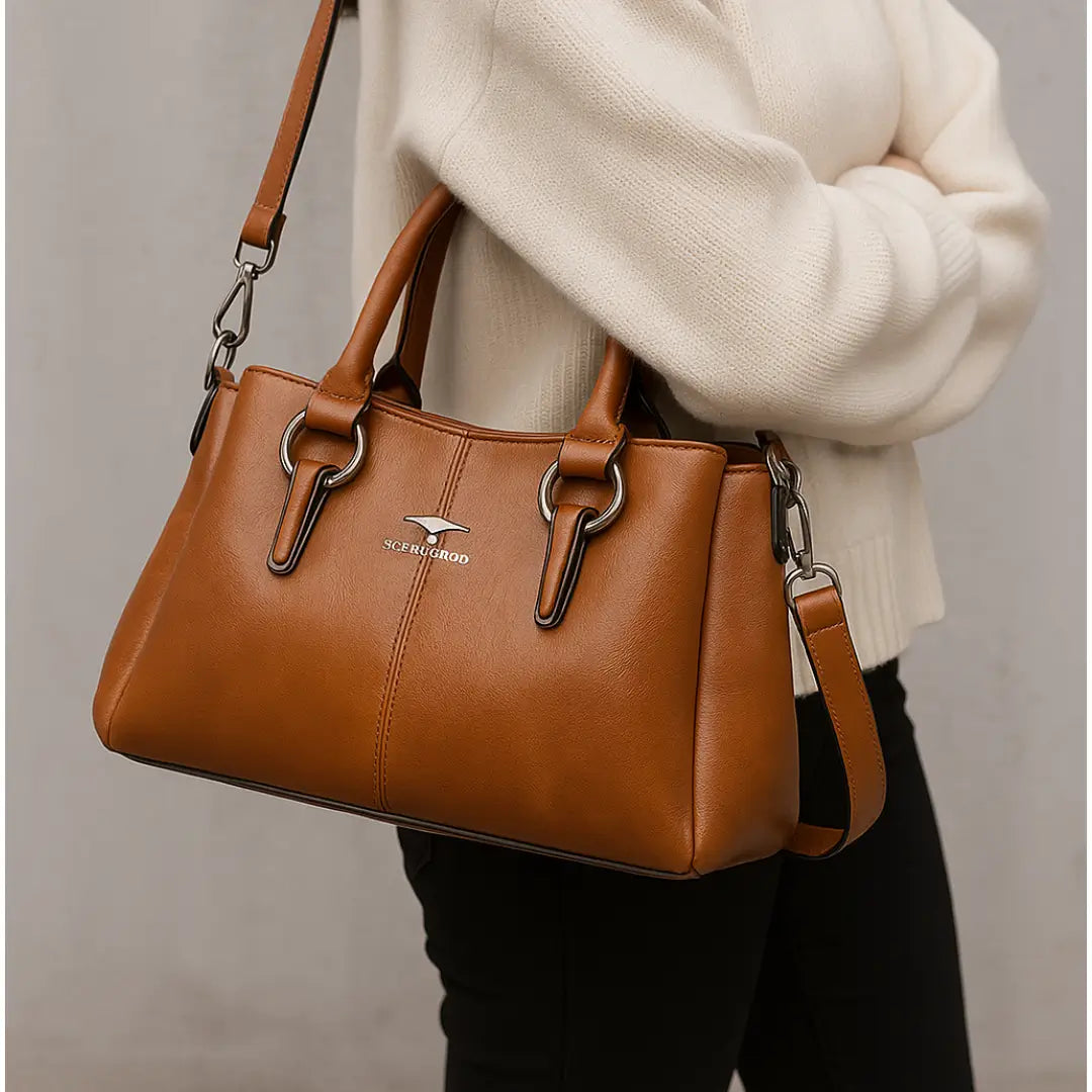 Bolsa Feminina de Couro Marrom La Pelle
