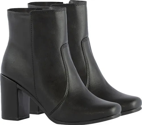 Bota Feminina Couro Preta Bico Quadrado Lumiss